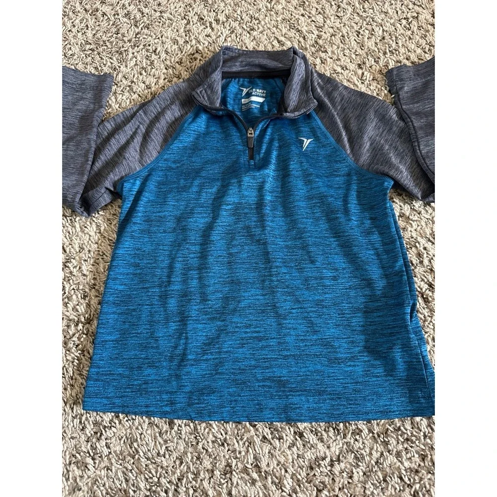 Old Navy Active  Boys Blue Gray Long Sleeve Quart zip‎ Pull Over Size XS (5)